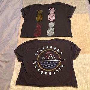 2 t-shirt bundle!! 👌👌 both black cut off tops by Billabong brand. Size S.